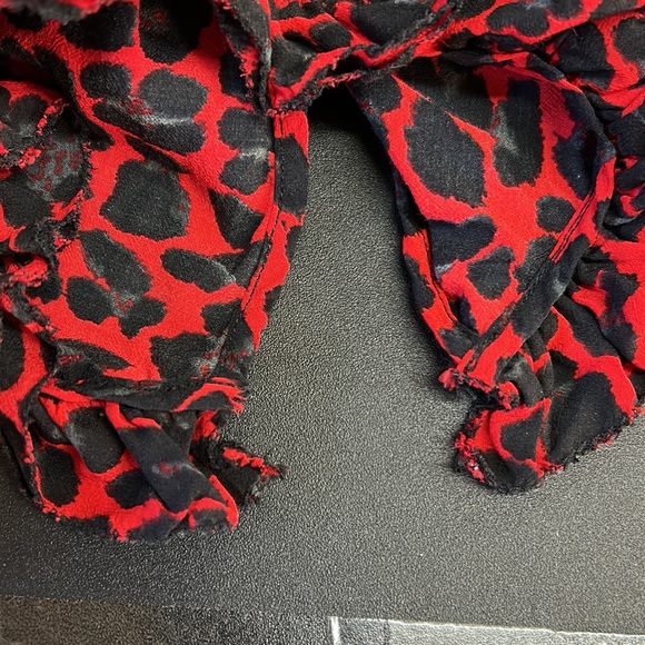 Zadig & Voltaire Tibo red leopard ruffle peplum top - Picture 8 of 9